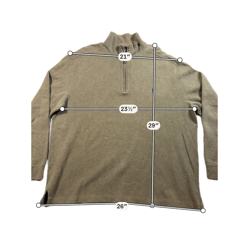 Vtg Polo Ralph Lauren 1/4 Zip Pullover Men Large Olive Green Military Cotton